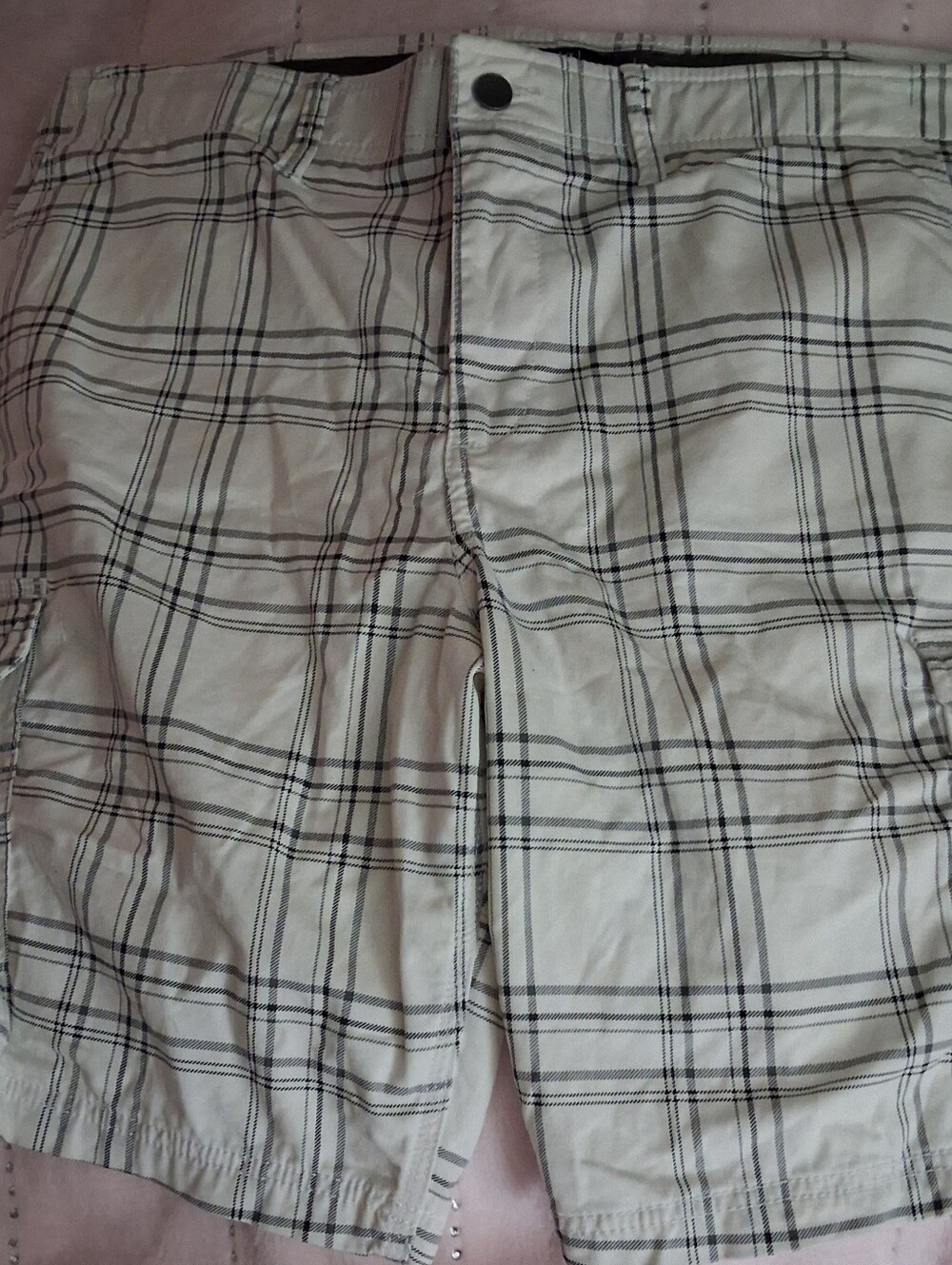 Men's Plaid Casual Shorts - White/Gray
